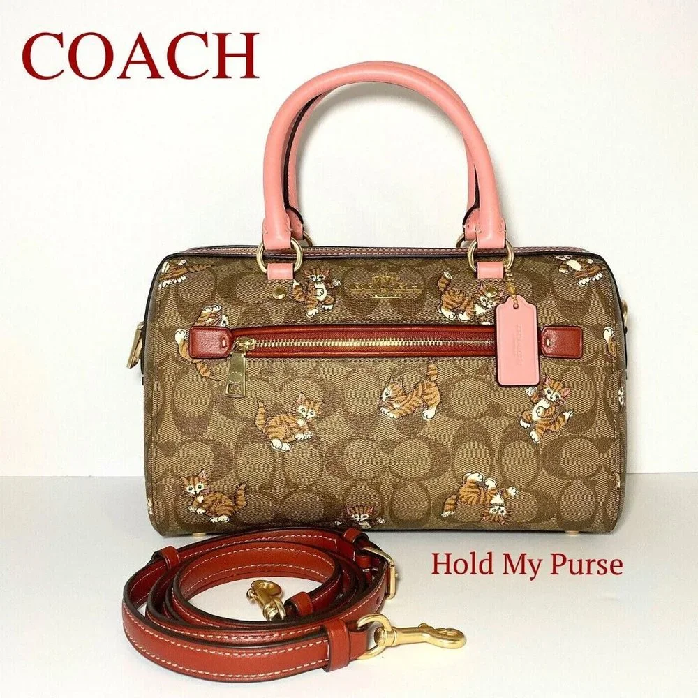 Coach Dancing Kitten Critters Print Signature Rowan Satchel Bag NWT - Picture 9 of 13